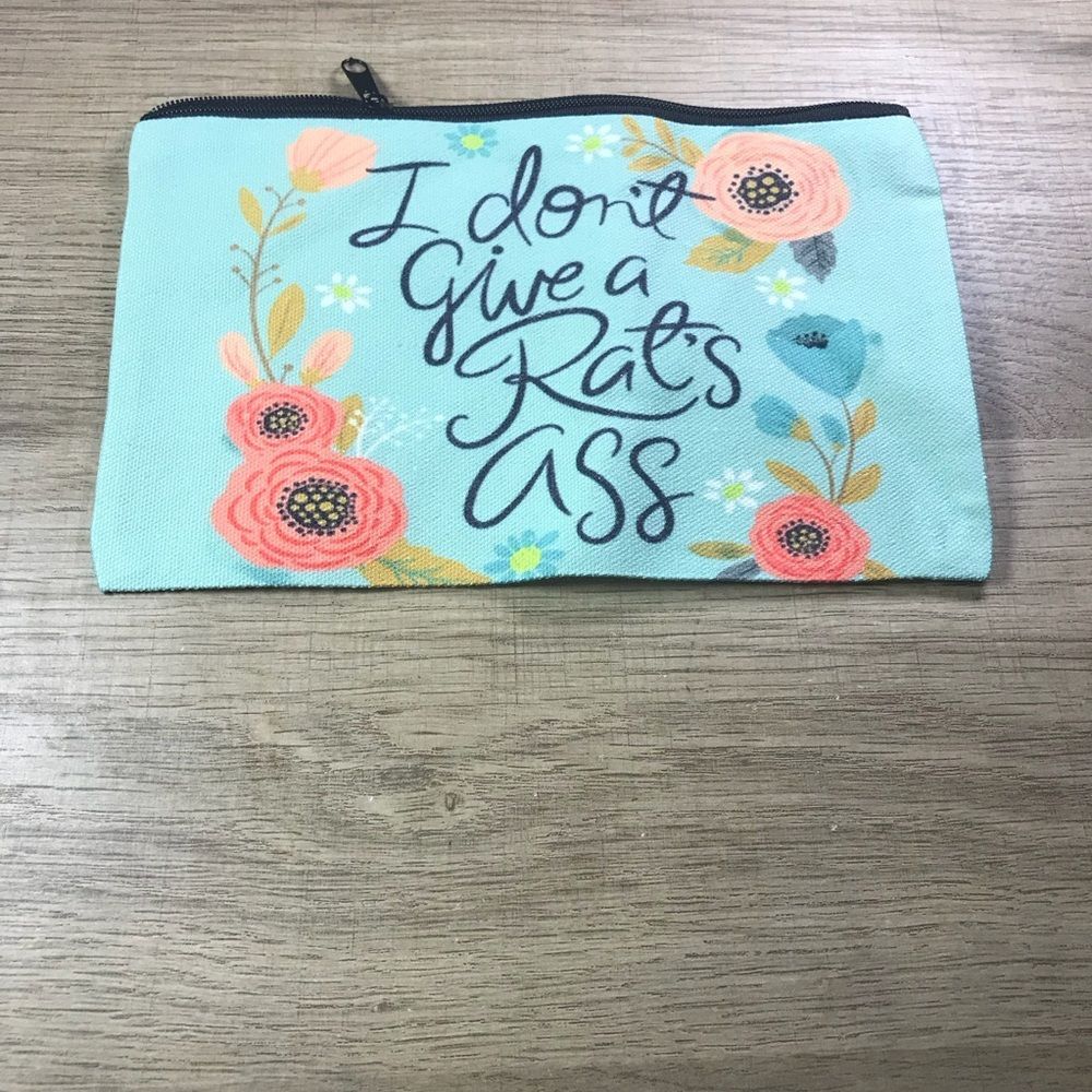 Floral Cosmetic Makeup Bag Blue and Pink